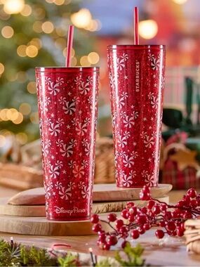 Disney Starbucks Peppermint Mickey 24oz. Tumbler Cup with Straw